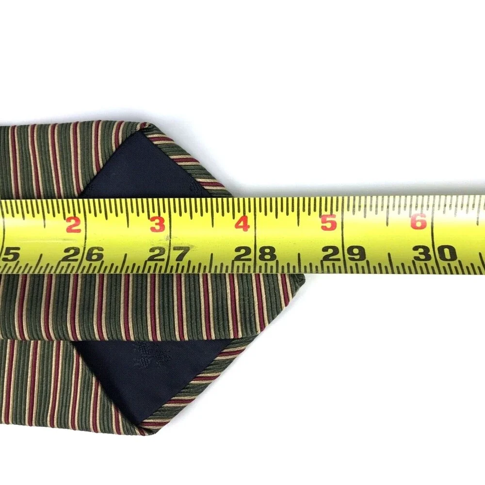 READ-Brooks Brothers Tie Silk Red Green Beige Striped Textured Business Necktie